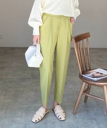 センタープレスタック入りハイウエストテーパードパンツ
