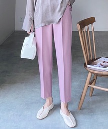 センタープレスタック入りハイウエストテーパードパンツ