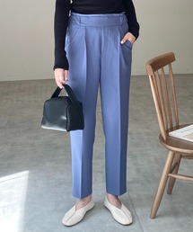 センタープレスタック入りハイウエストテーパードパンツ