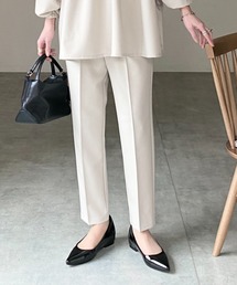 センタープレスタック入りハイウエストテーパードパンツ
