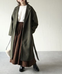 Chillfar | ウールライクサイドスリットオーバーコート(チェスターコート)