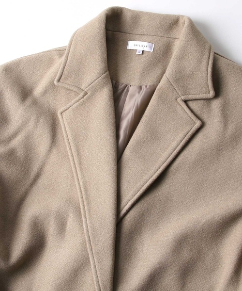 Chillfar（チルファー）の「ウールライクサイドスリットオーバーコート（チェスターコート・レディース・グリーン/アイボリー/チャコール/ベージュ/ブラウン/ブルー/ブラック・MEDIUM/LARGE）」の8枚目の写真