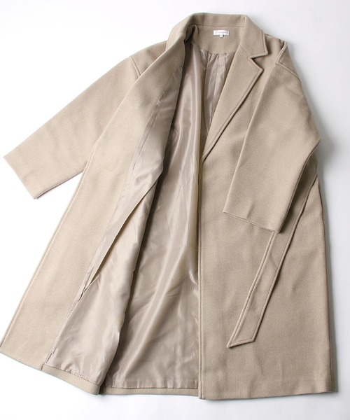 Chillfar（チルファー）の「ウールライクサイドスリットオーバーコート（チェスターコート・レディース・グリーン/アイボリー/チャコール/ベージュ/ブラウン/ブルー/ブラック・MEDIUM/LARGE）」の11枚目の写真