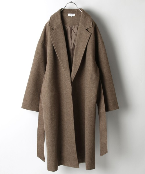 Chillfar（チルファー）の「ウールライクサイドスリットオーバーコート（チェスターコート・レディース・グリーン/アイボリー/チャコール/ベージュ/ブラウン/ブルー/ブラック・MEDIUM/LARGE）」の21枚目の写真
