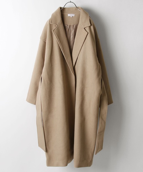 Chillfar（チルファー）の「ウールライクサイドスリットオーバーコート（チェスターコート・レディース・グリーン/アイボリー/チャコール/ベージュ/ブラウン/ブルー/ブラック・MEDIUM/LARGE）」の22枚目の写真