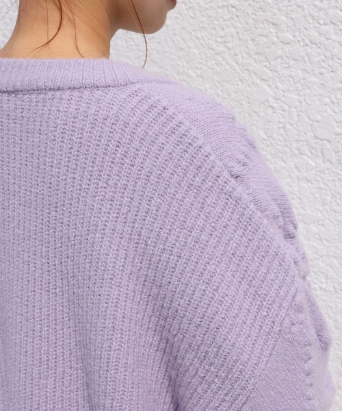 one after another NICE CLAUP(ワンアフターアナザーナイスクラップ)の「フラワー刺繍ニットカーディガン(カーディガン/ボレロ・レディース・アイボリー/ブラック/ラベンダー・FREE)」の7枚目の写真