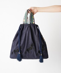 超美品　イアパピヨネ　刺繍巾着バッグ　馬 ear PAPILLONNER（イアパピヨネ）の「（WEB限定）馬刺繍巾着