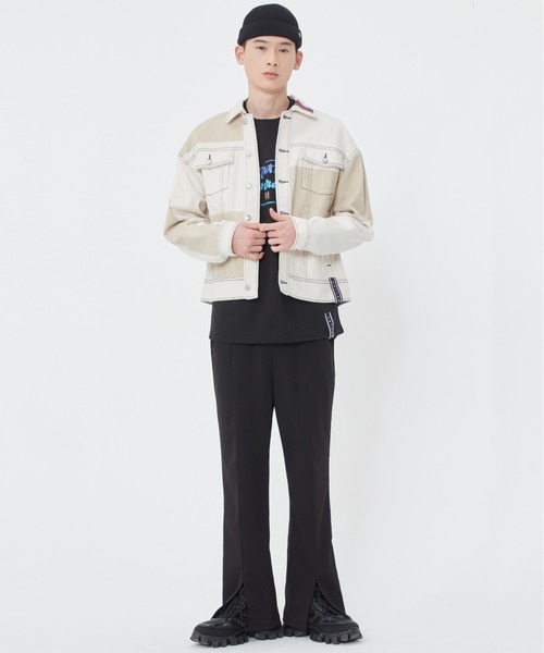 ROMANTIC CROWN（ロマンティッククラウン）の「【ROMANTIC CROWN】STITCH DENIM JACKET / ロマンティッククラウン ステッチ デニム ジャケット セットアップ（デニムジャケット・メンズ・ブルー/オートミール・SMALL/MEDIUM/LARGE）」の5枚目の写真