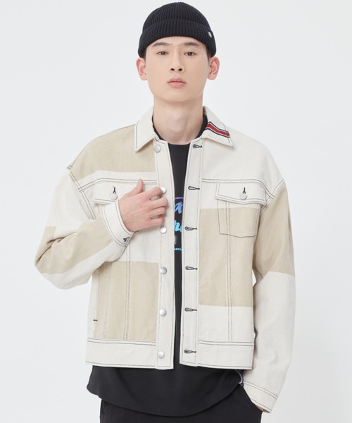 ROMANTIC CROWN（ロマンティッククラウン）の「【ROMANTIC CROWN】STITCH DENIM JACKET / ロマンティッククラウン ステッチ デニム ジャケット セットアップ（デニムジャケット・メンズ・ブルー/オートミール・SMALL/MEDIUM/LARGE）」の3枚目の写真