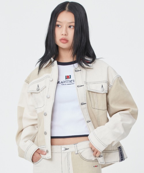 ROMANTIC CROWN（ロマンティッククラウン）の「【ROMANTIC CROWN】STITCH DENIM JACKET / ロマンティッククラウン ステッチ デニム ジャケット セットアップ（デニムジャケット・メンズ・ブルー/オートミール・SMALL/MEDIUM/LARGE）」の7枚目の写真