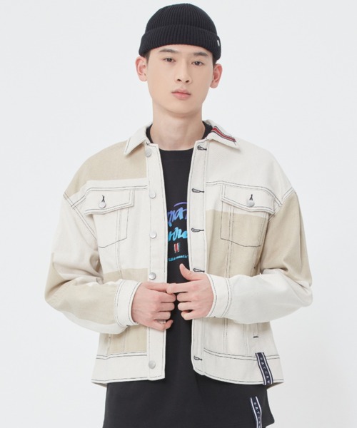 ROMANTIC CROWN（ロマンティッククラウン）の「【ROMANTIC CROWN】STITCH DENIM JACKET / ロマンティッククラウン ステッチ デニム ジャケット セットアップ（デニムジャケット・メンズ・ブルー/オートミール・SMALL/MEDIUM/LARGE）」の4枚目の写真