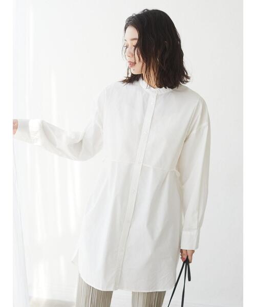 Green　Parks（グリーンパークス）の「胸元デザインシャツチュニック＊（チュニック・レディース・パープル/オフホワイト/ミント・FREE）」の14枚目の写真