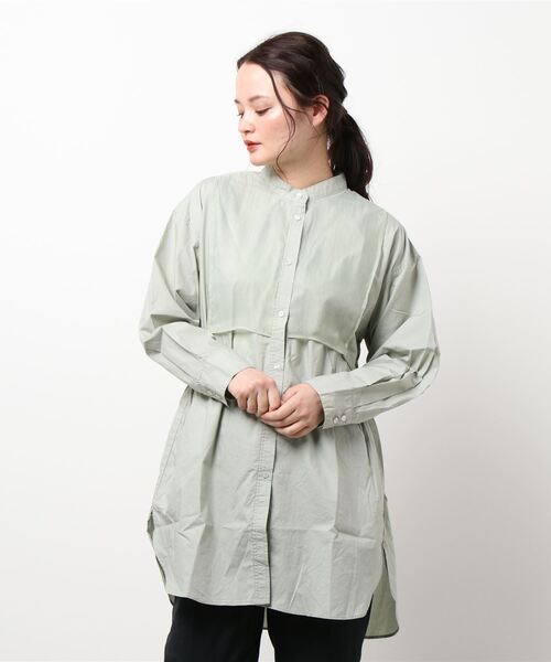 Green　Parks（グリーンパークス）の「胸元デザインシャツチュニック＊（チュニック・レディース・パープル/オフホワイト/ミント・FREE）」の13枚目の写真