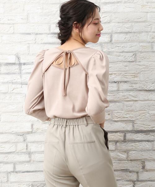 INGNI(イング)の「バックリボンリブ/トップス(Tシャツ/カットソー・レディース・ピンク系5/オフホワイト/ベージュ/ブラック・M)」の1枚目の写真