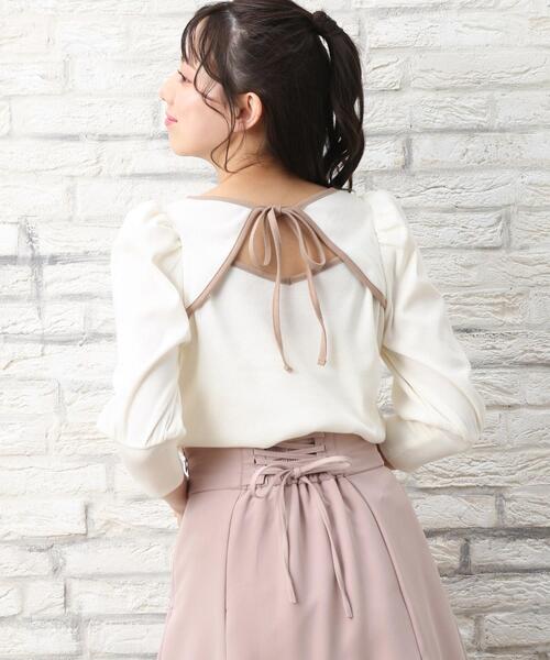 INGNI(イング)の「バックリボンリブ/トップス(Tシャツ/カットソー・レディース・ピンク系5/オフホワイト/ベージュ/ブラック・M)」の2枚目の写真