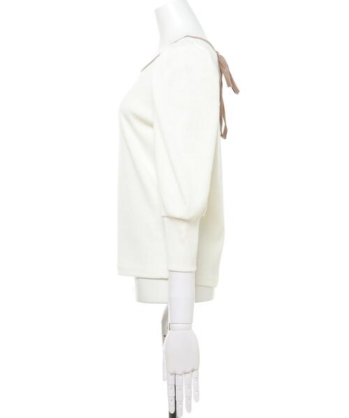 INGNI(イング)の「バックリボンリブ/トップス(Tシャツ/カットソー・レディース・ピンク系5/オフホワイト/ベージュ/ブラック・M)」の5枚目の写真