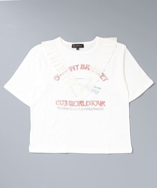 Granny Branket（グラニーブランケット）の「Jr.&Adult メッシュフリルバンドT(ジュニア～大人サイズ)（Tシャツ/カットソー・キッズ・ブラック/オフホワイト・S/M）」の6枚目の写真