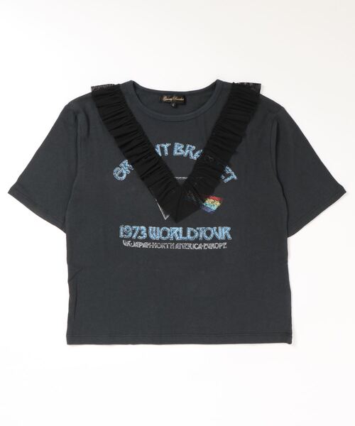 Granny Branket（グラニーブランケット）の「Jr.&Adult メッシュフリルバンドT(ジュニア～大人サイズ)（Tシャツ/カットソー・キッズ・ブラック/オフホワイト・S/M）」の7枚目の写真