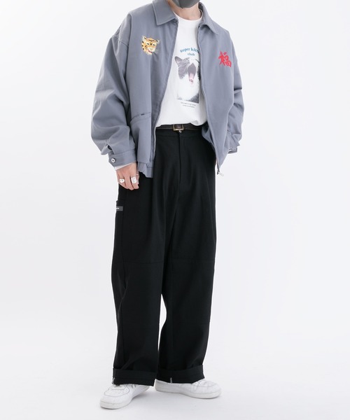 Perushu（ペルーシュ）の「ロールアップステッチワイドパンツ（その他パンツ・メンズ・ブラック/オレンジ/ダークブルー・SMALL/MEDIUM/LARGE）」の9枚目の写真