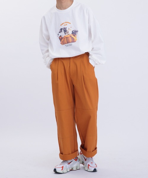 Perushu（ペルーシュ）の「ロールアップステッチワイドパンツ（その他パンツ・メンズ・ブラック/オレンジ/ダークブルー・SMALL/MEDIUM/LARGE）」の13枚目の写真