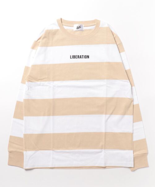 sunny branch（サニーブランチ）の「★先染めボーダーデザイン★長袖Tシャツ（Tシャツ/カットソー・メンズ・ベージュ/オレンジ・MEDIUM/LARGE）」の3枚目の写真