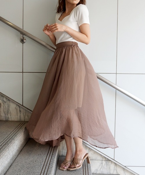 Roomy's（ルーミーズ）の「ミルフィーユイレヘムスカート（スカート・レディース・モカ/ブラック・マルチサイズ）」の2枚目の写真