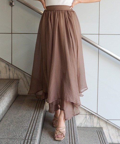 Roomy's（ルーミーズ）の「ミルフィーユイレヘムスカート（スカート・レディース・モカ/ブラック・マルチサイズ）」の4枚目の写真