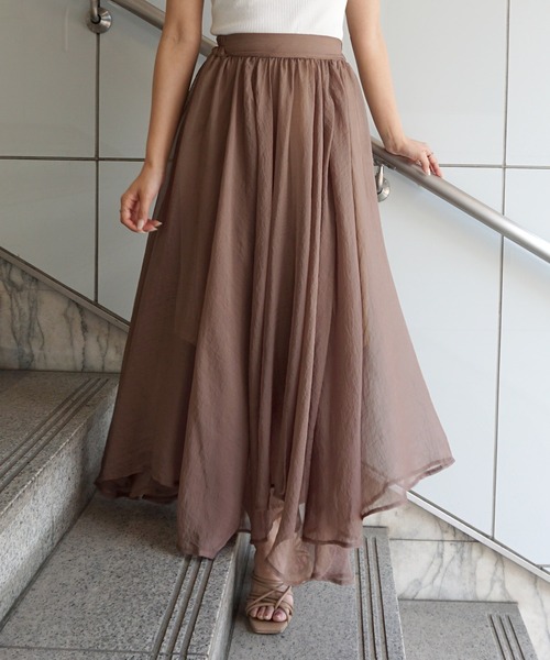 Roomy's（ルーミーズ）の「ミルフィーユイレヘムスカート（スカート・レディース・モカ/ブラック・マルチサイズ）」の3枚目の写真