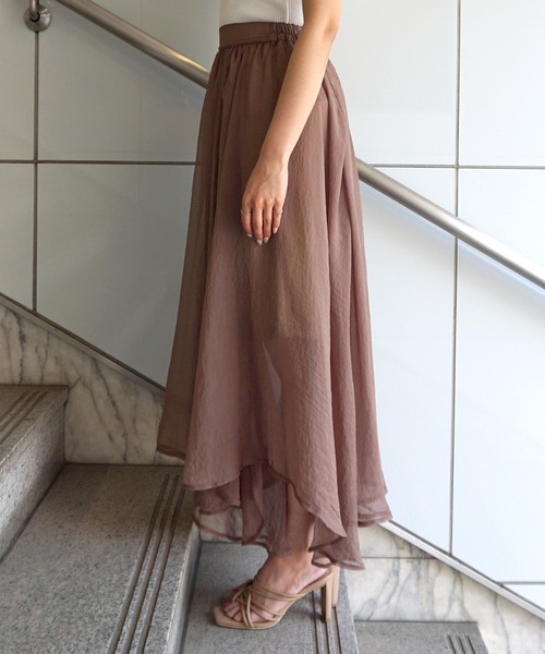 Roomy's（ルーミーズ）の「ミルフィーユイレヘムスカート（スカート・レディース・モカ/ブラック・マルチサイズ）」の6枚目の写真