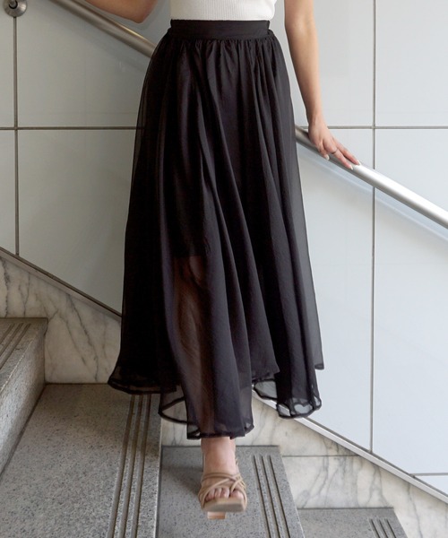 Roomy's（ルーミーズ）の「ミルフィーユイレヘムスカート（スカート・レディース・モカ/ブラック・マルチサイズ）」の8枚目の写真