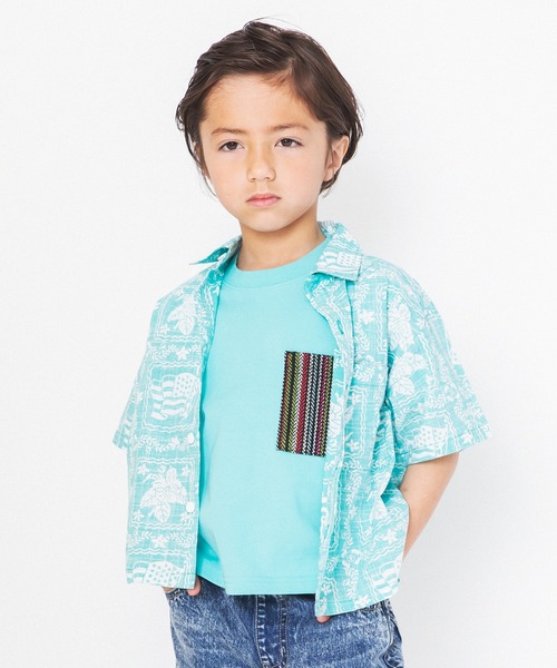 RADCHAP（ラッドチャップ）の「【ペア】プリント裏使いアロハ柄半袖シャツ（シャツ/ブラウス・キッズ・グリーン/ピンク・100cm/110cm/140cm/130cm/120cm/90cm/150cm）」の17枚目の写真