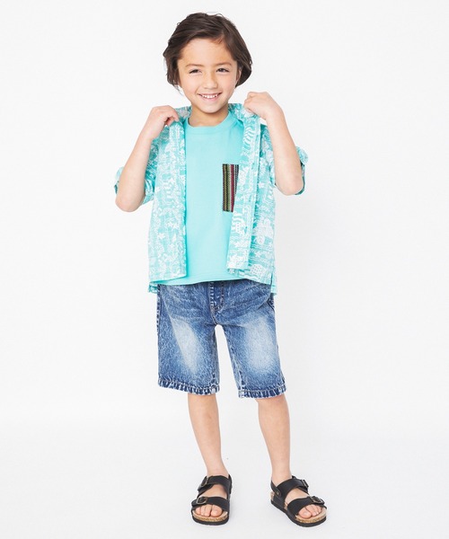 RADCHAP（ラッドチャップ）の「【ペア】プリント裏使いアロハ柄半袖シャツ（シャツ/ブラウス・キッズ・グリーン/ピンク・100cm/110cm/140cm/130cm/120cm/90cm/150cm）」の21枚目の写真