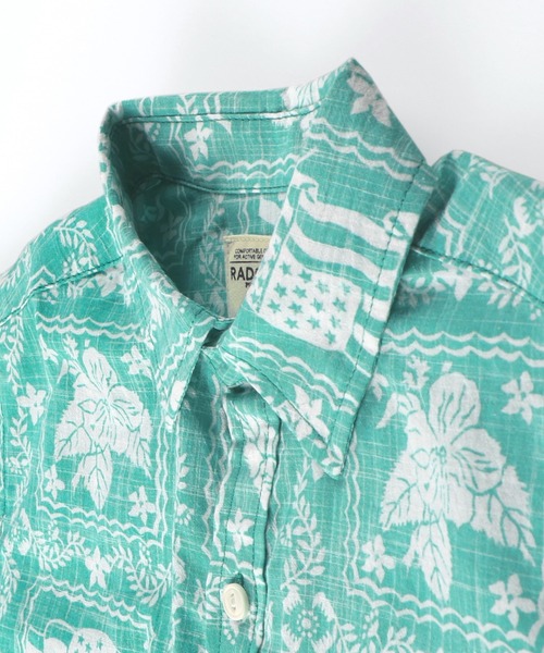 RADCHAP（ラッドチャップ）の「【ペア】プリント裏使いアロハ柄半袖シャツ（シャツ/ブラウス・キッズ・グリーン/ピンク・100cm/110cm/140cm/130cm/120cm/90cm/150cm）」の5枚目の写真