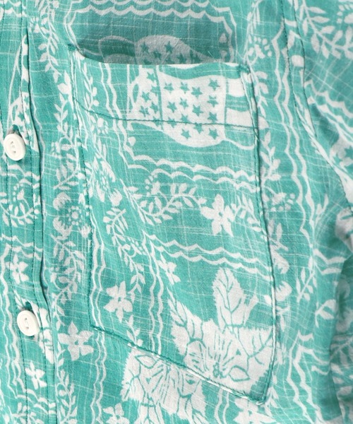 RADCHAP（ラッドチャップ）の「【ペア】プリント裏使いアロハ柄半袖シャツ（シャツ/ブラウス・キッズ・グリーン/ピンク・100cm/110cm/140cm/130cm/120cm/90cm/150cm）」の6枚目の写真