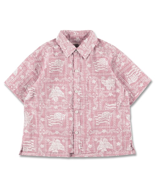 RADCHAP（ラッドチャップ）の「【ペア】プリント裏使いアロハ柄半袖シャツ（シャツ/ブラウス・キッズ・グリーン/ピンク・100cm/110cm/140cm/130cm/120cm/90cm/150cm）」の10枚目の写真
