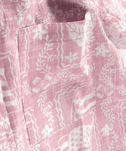 RADCHAP（ラッドチャップ）の「【ペア】プリント裏使いアロハ柄半袖シャツ（シャツ/ブラウス・キッズ・グリーン/ピンク・100cm/110cm/140cm/130cm/120cm/90cm/150cm）」の13枚目の写真