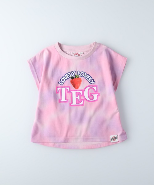 TEG TEG(テグテグ)の「【TEGTEG lovely2】 タイダイドルマンTシャツ(Tシャツ/カットソー・キッズ・ピンク/ブルー・155/105/140/120/130)」の1枚目の写真