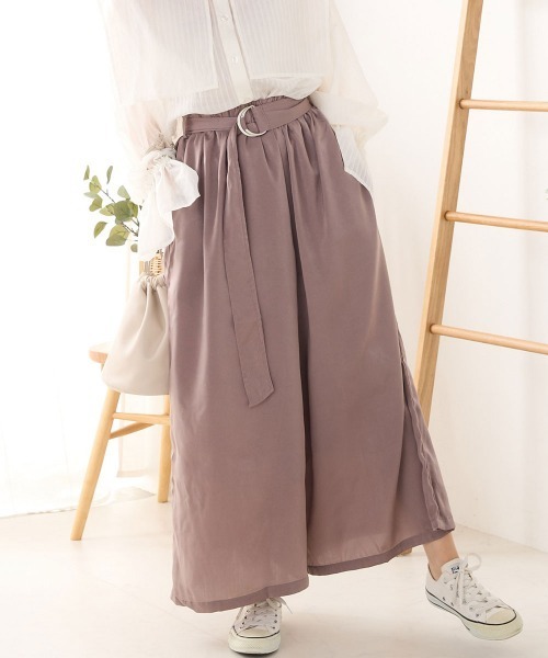 OMNES Another Edition（オムネス アナザーエディション）の「サテンベルト付きギャザーワイドイージーパンツ（その他パンツ・レディース・ブラック/ミント/モカ・FREE）」の8枚目の写真