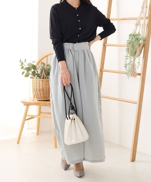 OMNES Another Edition（オムネス アナザーエディション）の「サテンベルト付きギャザーワイドイージーパンツ（その他パンツ・レディース・ブラック/ミント/モカ・FREE）」の9枚目の写真