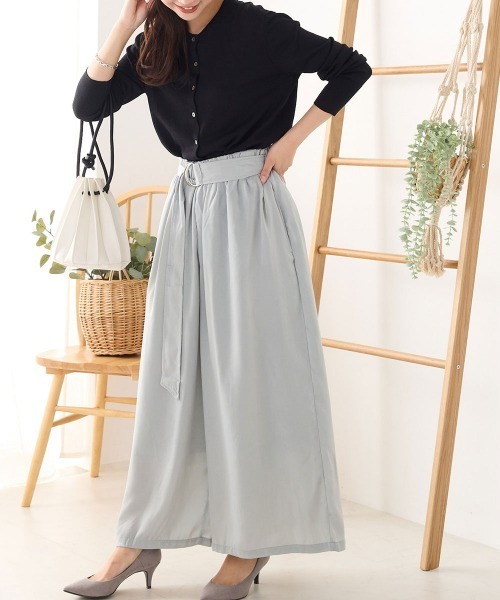 OMNES Another Edition（オムネス アナザーエディション）の「サテンベルト付きギャザーワイドイージーパンツ（その他パンツ・レディース・ブラック/ミント/モカ・FREE）」の12枚目の写真