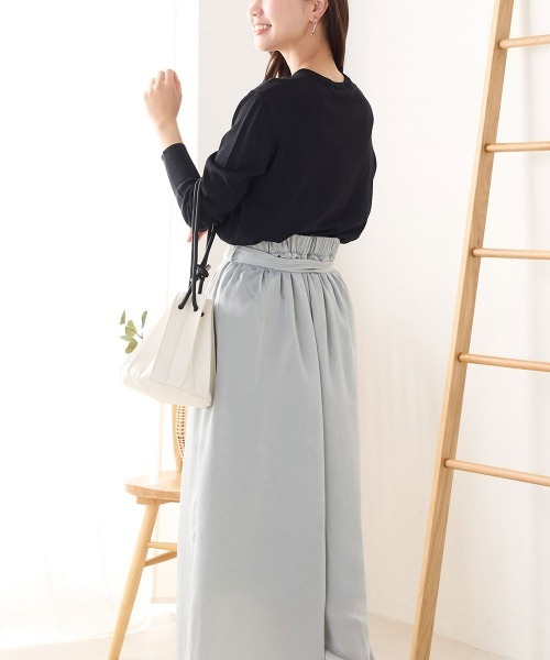 OMNES Another Edition（オムネス アナザーエディション）の「サテンベルト付きギャザーワイドイージーパンツ（その他パンツ・レディース・ブラック/ミント/モカ・FREE）」の13枚目の写真