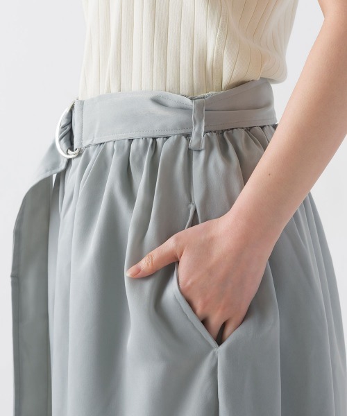 OMNES Another Edition（オムネス アナザーエディション）の「サテンベルト付きギャザーワイドイージーパンツ（その他パンツ・レディース・ブラック/ミント/モカ・FREE）」の15枚目の写真