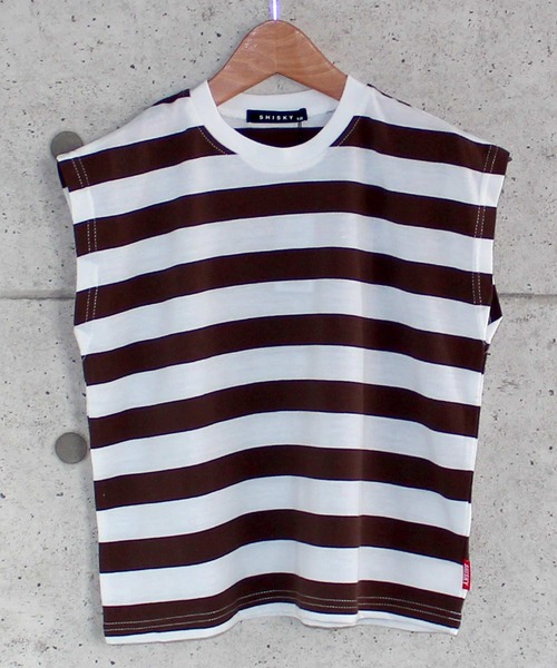 ビッグシルエットボーダーノースリーブTシャツ キッズ（Tシャツ