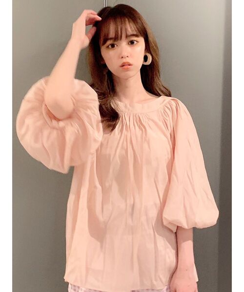 dazzlin（ダズリン）の「ボリュームシアーハイネックリボンブラウス（シャツ/ブラウス・レディース・オフホワイト/ブルー/ピンク・FREE）」の12枚目の写真