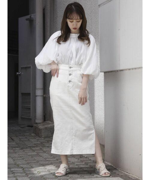 dazzlin（ダズリン）の「ボリュームシアーハイネックリボンブラウス（シャツ/ブラウス・レディース・オフホワイト/ブルー/ピンク・FREE）」の10枚目の写真