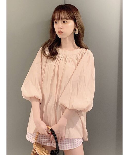 dazzlin（ダズリン）の「ボリュームシアーハイネックリボンブラウス（シャツ/ブラウス・レディース・オフホワイト/ブルー/ピンク・FREE）」の13枚目の写真