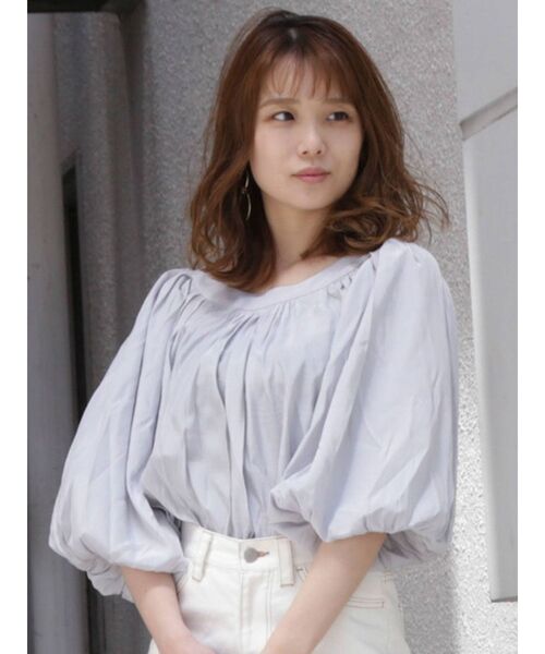 dazzlin（ダズリン）の「ボリュームシアーハイネックリボンブラウス（シャツ/ブラウス・レディース・オフホワイト/ブルー/ピンク・FREE）」の7枚目の写真