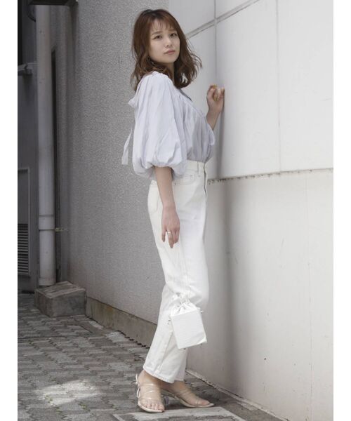 dazzlin（ダズリン）の「ボリュームシアーハイネックリボンブラウス（シャツ/ブラウス・レディース・オフホワイト/ブルー/ピンク・FREE）」の18枚目の写真