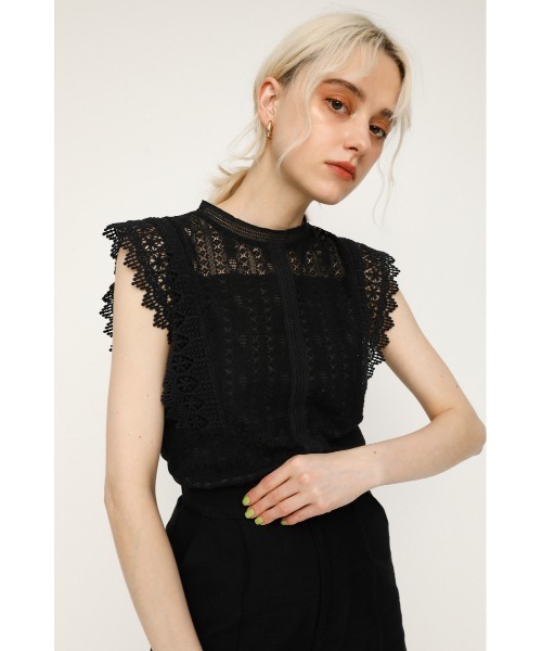 SLY（スライ）の「SCALLOPED SHOULDER LACE TOPS/レーストップス