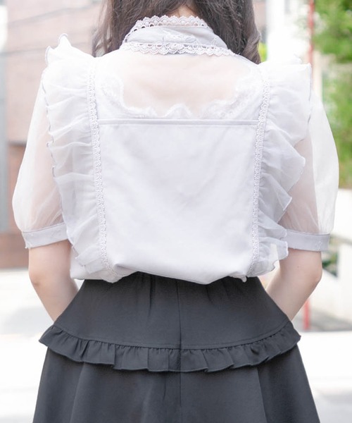 ROJITA（ロジータ）の「レーシーリボンチュールブラウス（シャツ/ブラウス・レディース・ホワイト/ピンク/ブラック・FREE）」の8枚目の写真
